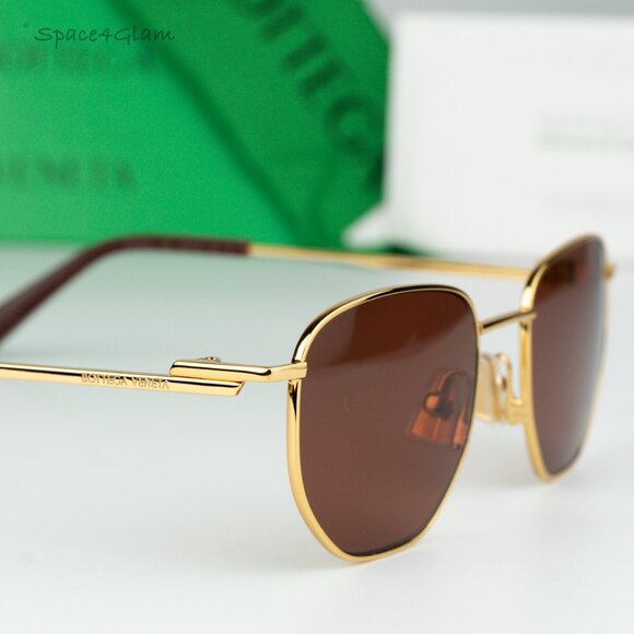 BRAND NEW Bottega Veneta BV1301S 003 Gold Brown Split Panthos Unisex Sunglasses - Picture 3 of 11